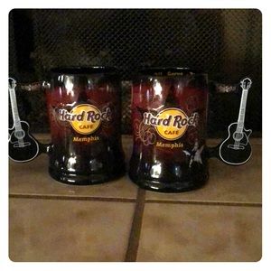 Set of 2 Hard Rock Cafe Memphis Collectors Mugs.